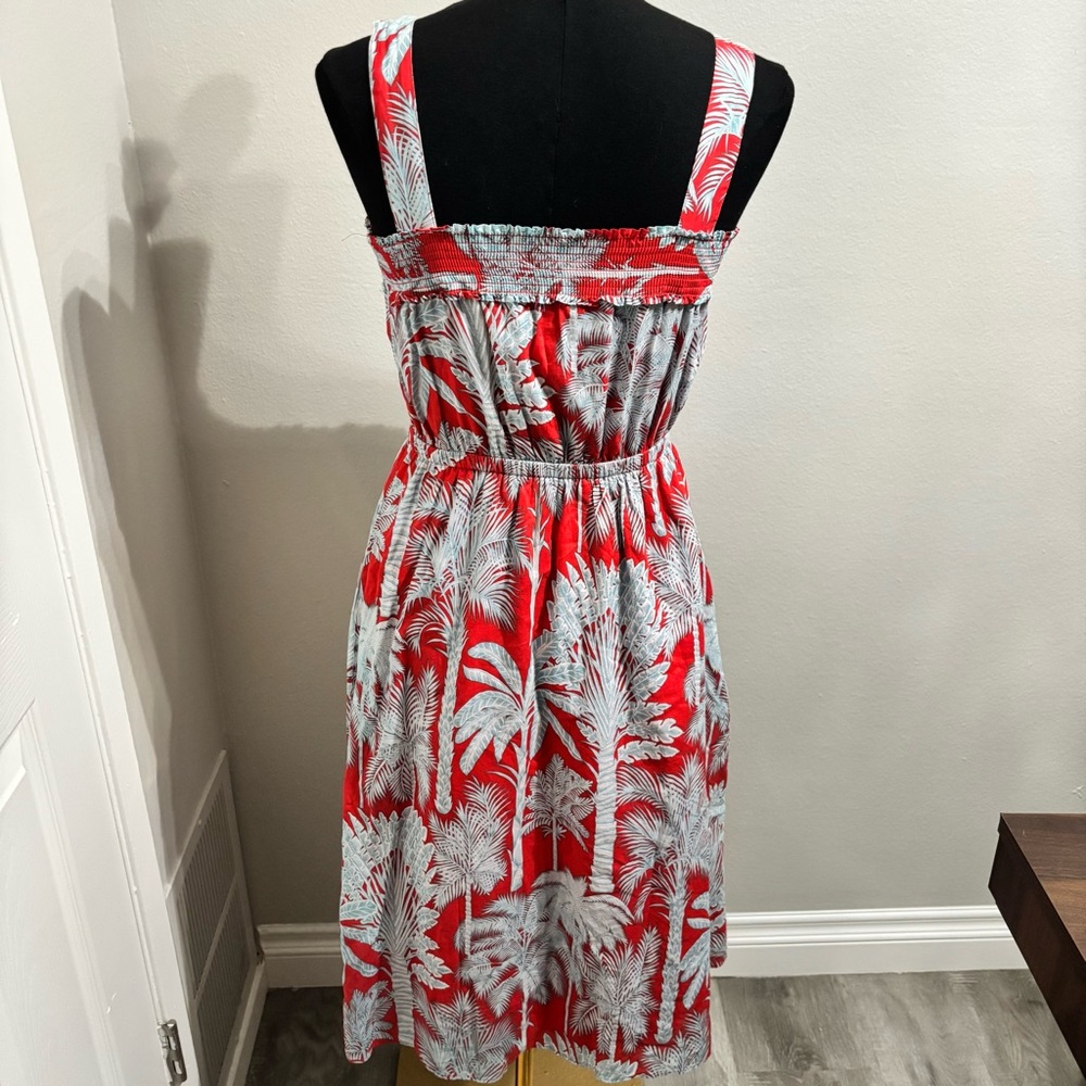 Talbots Oasis Palm Voile Fit and Flare Dress Size 2 Petite Resortwear Beach Vaca - Picture 4 of 8